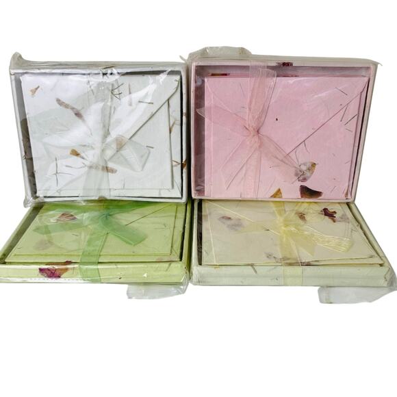 Handmade Floral Paper Stationery Note Cards 4 Sets of 10 Eco-Friendly - Picture 2 of 13